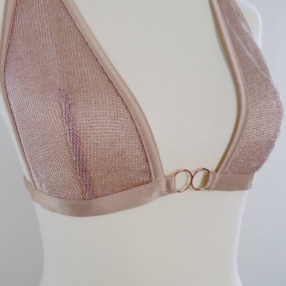new! Victoria's Secret VS metallic chainmail knit plunge bralette bra disco - Picture 2 of 8